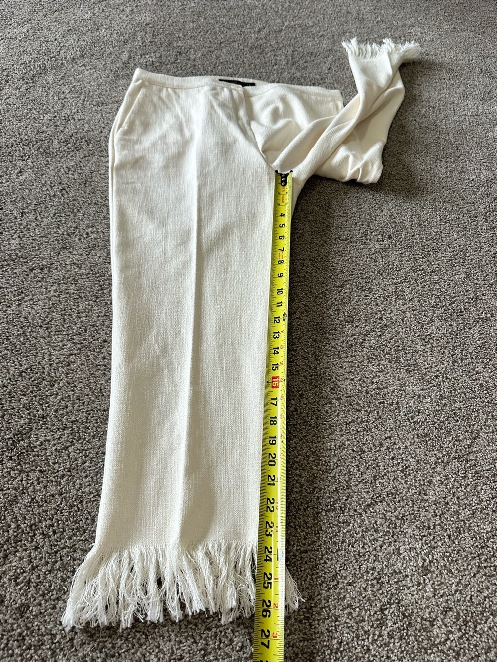 Marina Rinaldi Cream Fringe Hem Pants Size 12 NWT - Picture 9 of 12